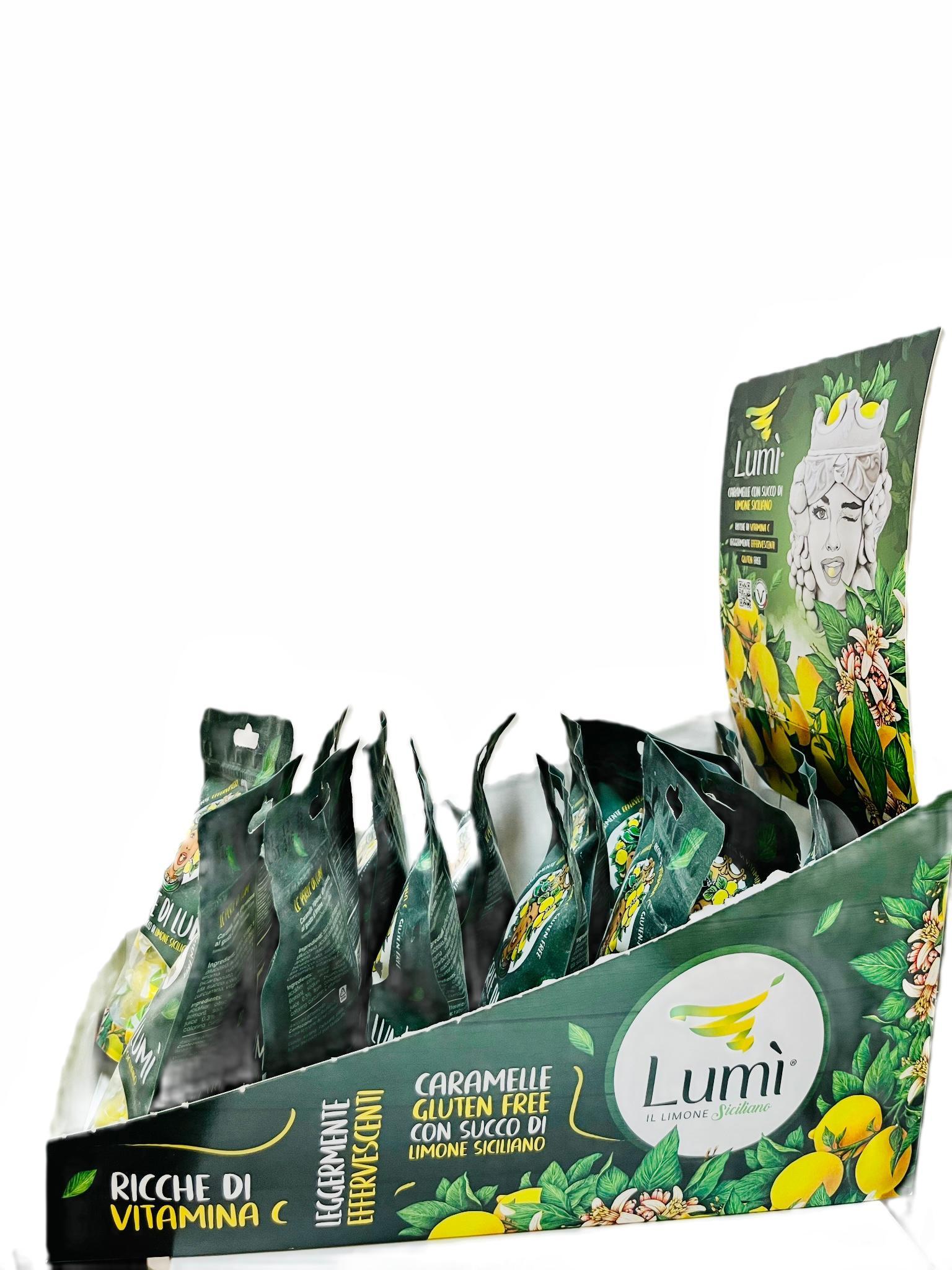 Caramelle Perle di Lumi box con 2 espositori da 14 doypack cad