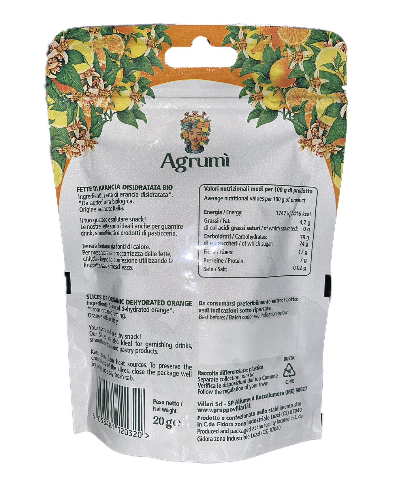 Fette disidratate di arance BIO Agrumi 20gr