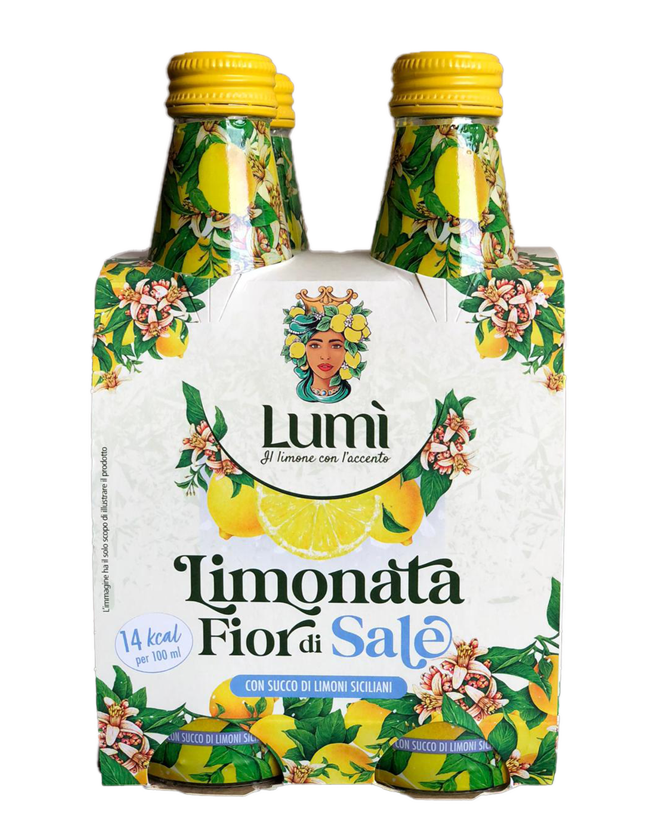 Limonata Fior di sale Lumi antica ricetta siciliana - Cluster 4 bottiglie in vetro da 250ml