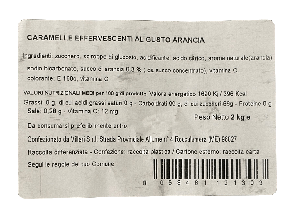 Caramelle Perle di Lumi sfuse in sacchetto da 2kg - Gusto Arancia