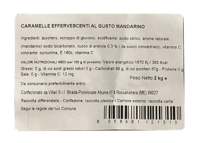 Caramelle Perle di Lumi sfuse in sacchetto da 2kg - Gusto Mandarino