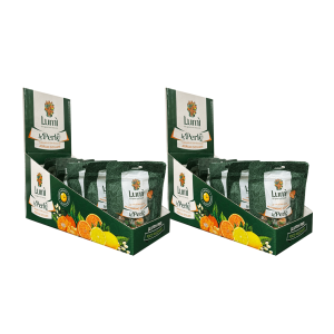 Caramelle perle di lumì box con 2 espositori da 14 doypack cad - gusto mandarino