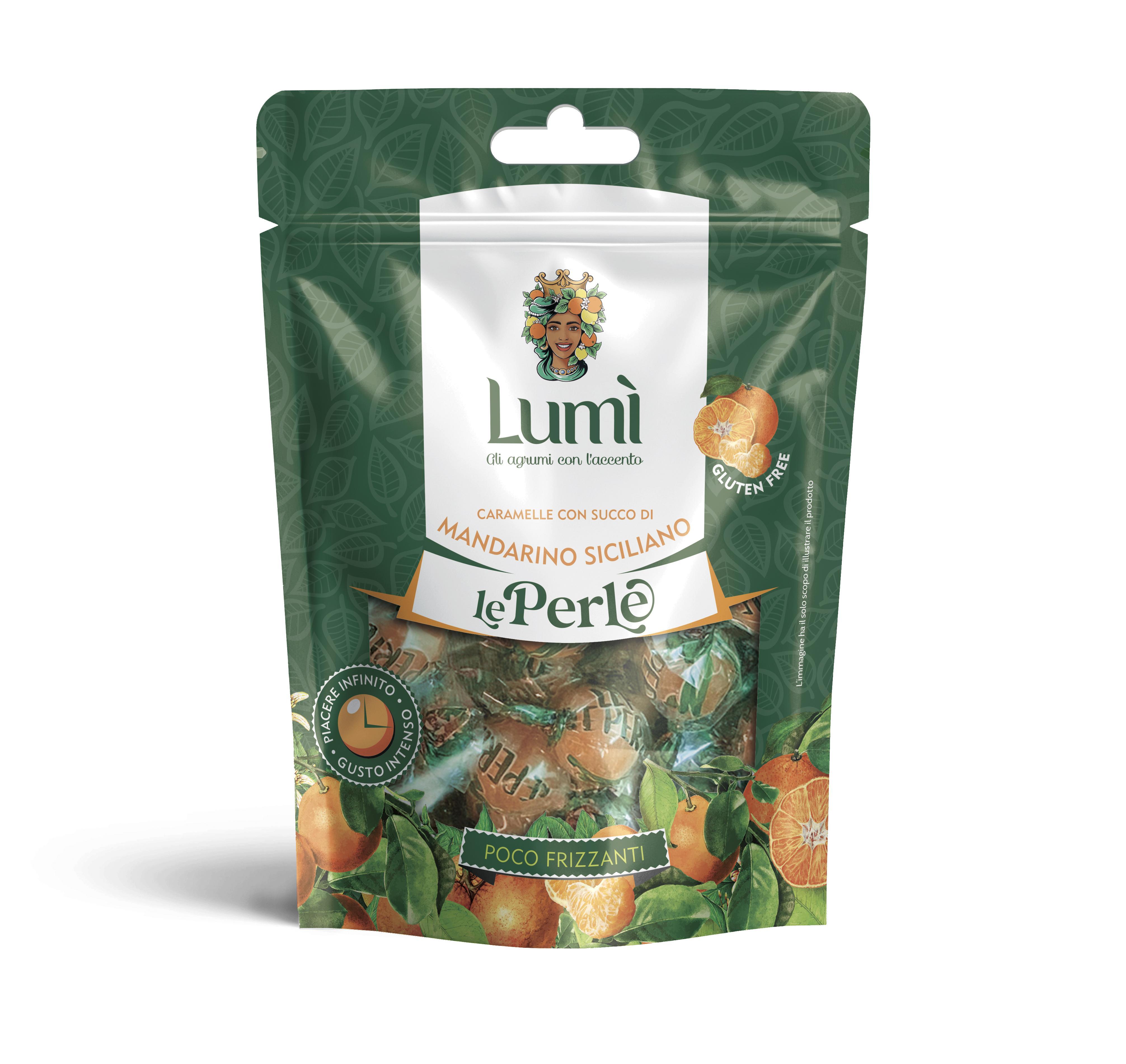 Caramelle Perle di Lumi box con 2 espositori da 14 doypack cad - Gusto Mandarino