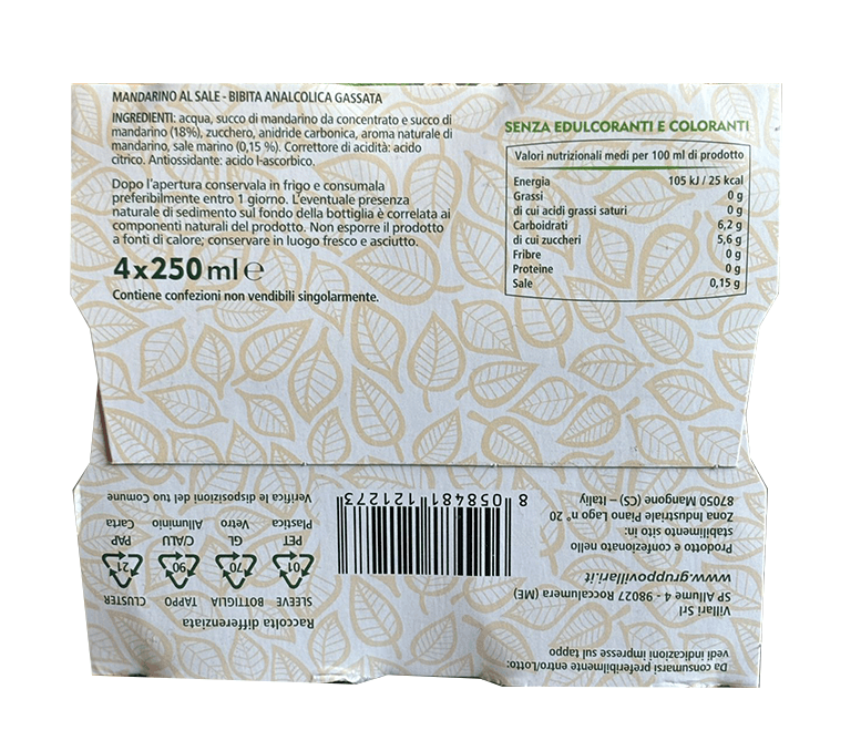 Fior di Sale al Mandarino Lumi - Cluster 4 bottiglie in vetro da 250ml
