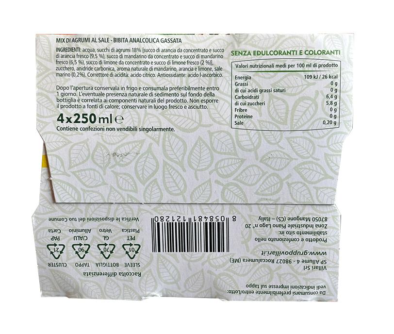 Fior di Sale al Mix di Agrumi Lumi - Cluster 4 bottiglie in vetro da 250ml